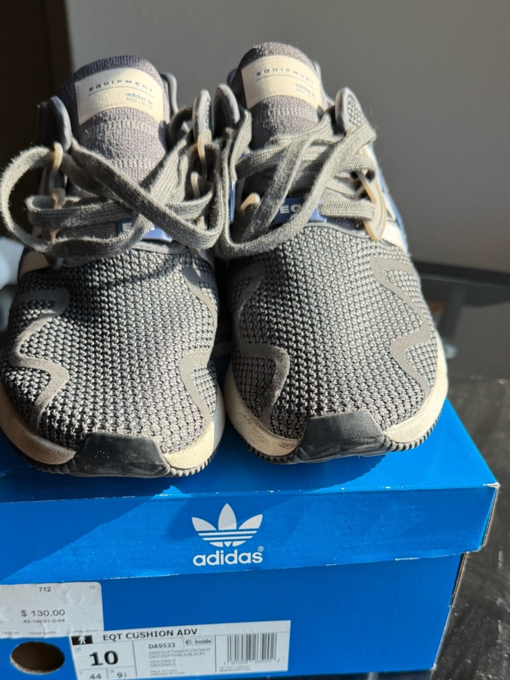 adidas men’s EQT Cushion ADV Grey Knit Sneakers